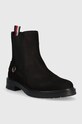 Tommy Hilfiger magasszárú cipő velúrból FW0FW06742.BDS fekete AW22