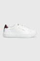 Tommy Hilfiger sneakersy skórzane Signature Court Sneaker płaska biały FW0FW06738.YBR
