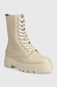 Tommy Hilfiger bocanci de piele Monochromatic Lace Up Boot FW0FW06732.ACI bej AW22