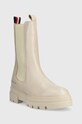 Шкіряні черевики Tommy Hilfiger Monochromatic Chelsea Boot FW0FW06730.ACI бежевий AW22