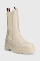 Δερμάτινες μπότες τσέλσι Tommy Hilfiger Monochromatic Chelsea Boot FW0FW06730.ACI μπεζ AW22