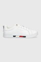 Δερμάτινα αθλητικά παπούτσια Tommy Hilfiger Tricolor Insert Sneaker Planet friendly λευκό FW0FW06729.YBR