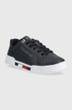 Δερμάτινα αθλητικά παπούτσια Tommy Hilfiger Tricolor Insert Sneaker σκούρο μπλε