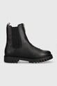 Tommy Hilfiger bőr bokacsizma Zip Boot lapos fekete FW0FW06727.BDS