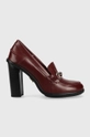 Tommy Hilfiger czółenka skórzane Tommy Twist High Heel Loafer słupek bordowy FW0FW06692.VLP