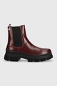 Δερμάτινες μπότες τσέλσι Tommy Hilfiger Preppy Outdoor Low Boot ίσια πλατφόρμα μπορντό FW0FW06649.VLP