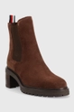 Tommy Hilfiger magasszárú cipő velúrból Outdoor Chelsea Mid Heel Boot barna