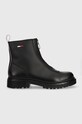 Tommy Jeans botki skórzane Tommy Jeans Zip Boot płaski czarny EN0EN01922.BDS