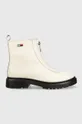 λευκό Δερμάτινες μπότες Tommy Jeans Tommy Jeans Zip Boot Γυναικεία