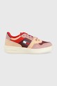 Sneakers boty Tommy Jeans imitace kůže růžová EN0EN01968.VLP