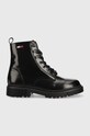 Tommy Jeans workery skórzane Tommy Jeans Leather Lace Up płaski czarny EN0EN01988.BDS