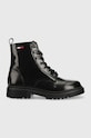 Tommy Jeans workery skórzane Tommy Jeans Leather Lace Up płaski czarny EN0EN01988.BDS