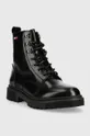Tommy Jeans stivali da motociclista in pelle Tommy Jeans Leather Lace Up nero