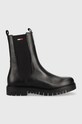 Δερμάτινες μπότες τσέλσι Tommy Jeans Tommy Jeans Long Chelsea Boot υφασμάτινο μαύρο EN0EN01990.BDS