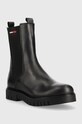 Δερμάτινες μπότες τσέλσι Tommy Jeans Tommy Jeans Long Chelsea Boot EN0EN01990.BDS μαύρο AW22