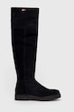 Semišové boty Tommy Jeans Warmlined Long Boot semišová kůže černá EN0EN01994.BDS