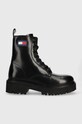 Tommy Jeans bocanci de piele Urban Tommy Jeans Lace Up Boot pana la 5 cm negru EN0EN01995.BDS