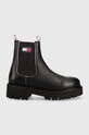 Tommy Jeans ghete chelsea de piele Tommy Jeans Piping Chelsea neizolat negru EN0EN01998.0GO