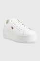 Tommy Jeans bőr sportcipő Tommy Jeans Flatform Ess fehér