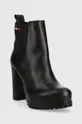 Kožené topánky chelsea Tommy Jeans Essentials High Heel Boot čierna