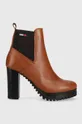 καφέ Δερμάτινες μπότες τσέλσι Tommy Jeans Essentials High Heel Boot Γυναικεία