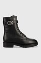 Kožené kotníkové boty Calvin Klein Rubber Sole Combat Boot nezateplené černá HW0HW01254.BAX