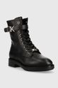 Kožené kotníkové boty Calvin Klein Rubber Sole Combat Boot černá