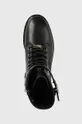 czarny Calvin Klein botki skórzane Rubber Sole Combat Boot