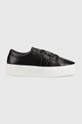 czarny Calvin Klein sneakersy skórzane Flatform Cupsole Lace Up Damski