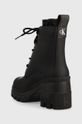 Kožené kotníkové boty Calvin Klein Jeans Chunky Heeled Boot Laceup  Svršek: Textilní materiál, Přírodní kůže Vnitřek: Umělá hmota, Textilní materiál Podrážka: Umělá hmota