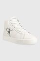 Calvin Klein Jeans sneakersy skórzane Classic Cupsole Laceup Mid biały