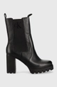 czarny Calvin Klein Jeans sztyblety skórzane Platform Boot Chelsea Damski