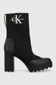 czarny Calvin Klein Jeans botki Platform Boot Sock Damski