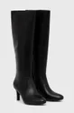 Usnjeni elegantni škornji Lauren Ralph Lauren Caelynn črna