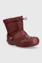 Snehule Crocs Classic Lined Neo Puff Boot burgundské