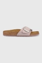 fioletowy Birkenstock klapki zamszowe MADRID BIG BUCKLE Damski