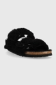 Birkenstock papuci de lână Arizona BB Shearling negru