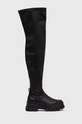 Čizme Buffalo Aspha Stretch Overknee Planet friendly crna 1622155.BLK