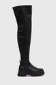 μαύρο Μπότες Buffalo Aspha Stretch Overknee Γυναικεία
