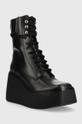 Kožne gležnjače Kurt Geiger London Stately Lace Up Boot crna