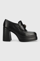 μαύρο Δερμάτινα γοβάκια Kurt Geiger London Stomp Heeled Loafer Γυναικεία