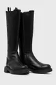 Usnjeni elegantni škornji Love Moschino črna