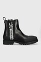 Love Moschino sztyblety skórzane płaski czarny JA21104G1FIA0000