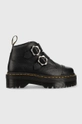 negru Dr. Martens cizme de piele Devon Flwr De femei