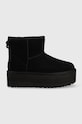 UGG śniegowce skórzane Classic Mini Platform tekstylny czarny 1134991.BLK