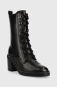 Guess botki skórzane FL8BYK.LEA10.BLACK czarny AW22
