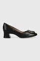 Tory Burch czółenka skórzane Woven Double T słupek czarny 140862.006