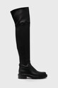 Tory Burch kozaki skórzane Utility Lug płaski czarny 137660.006