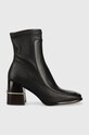 Tory Burch botki skórzane Multi Logo słupek czarny 142203.006