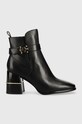 Tory Burch botki skórzane Multi Logo słupek czarny 143326.006